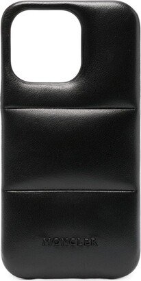 embossed-logo leather iPhone 13 case