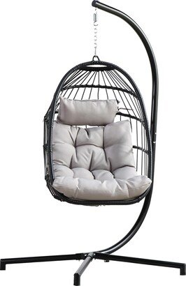 RASOO Sturdy and Weather-Resistant Hanging Egg Chair with Stand-AA