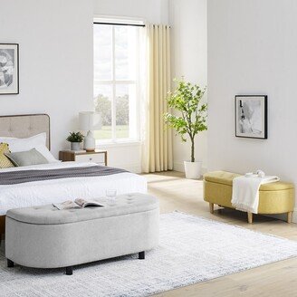 NOVABASA 2 Sets Of Grey Linen And Stylish Yellow Storage Upholstered For Bedroom And Living Room