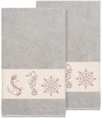 Easton Embellished Bath Towel - Set of 2 - Light Grey