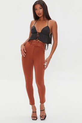 Belted High-Rise Skinny Pants