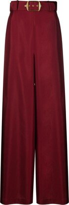 Belted Silk Wide-Leg Trousers