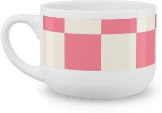 Mugs: Checkered Pattern - Pink Latte Mug, White, 25Oz, Pink