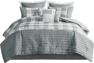 Gracie Mills Polyester 8-Piece Comforter Set, Grey - Queen