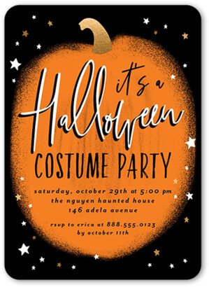 Halloween Invitations: Pumpkin Party Halloween Invitation, Black, 5X7, Standard Smooth Cardstock, Rounded