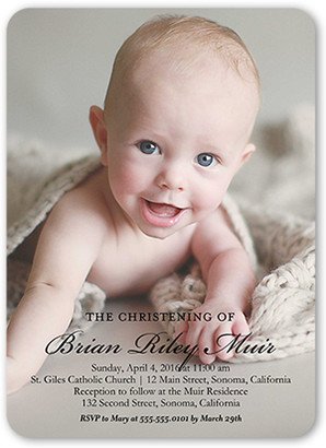 Baptism Invitations: Blissful Moment Baptism Invitation, Black, Standard Smooth Cardstock, Rounded