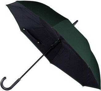 Reversible Inverted Automatic Open Umbrella Leather J Handle, Large, Hunter Green