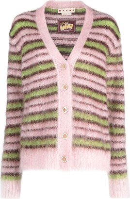 Striped Mohair-Blend Cardigan