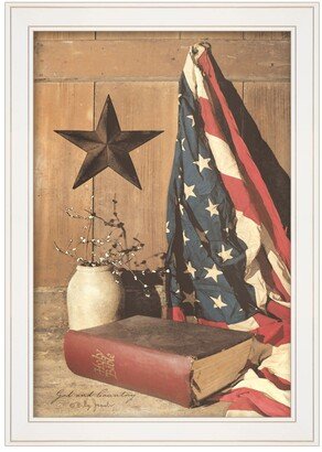 God and Country by Billy Jacobs, Ready to hang Framed Print, White Frame, 15