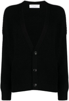 Plunging V-Neck Buttoned Cardigan