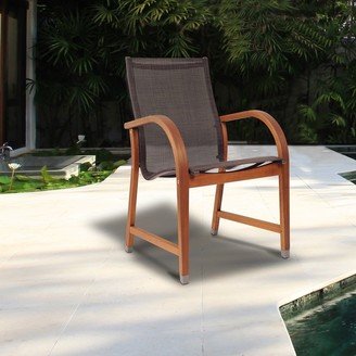 Internation Home Miami Amazonia 4-Piece Brown Wood Stationary Conversation Chairs with Slat Seat