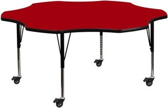 Lancaster Home Mobile 60'' Flower Thermal Laminate Activity Table - Adjustable Short Legs