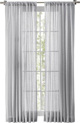 Stripe Lace Rod Pocket Curtain Panel 54