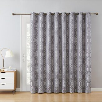 Montero Damask 100% Complete Full Blackout Thermal Insulated Extra Wide Grommet Curtain Panel for Sliding Glass Patio Door - Energy Savings & S