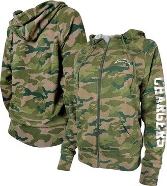 Women's Camo Los Angeles Chargers Raglan Full-Zip Hoodie