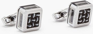 Rhodium-plated, braided cord and Perspex cufflinks-AA