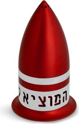 Modern Colorful Judaica Rocket Shaped Aluminum Salt Shaker - Sabbath Tableware With Hebrew Blessing