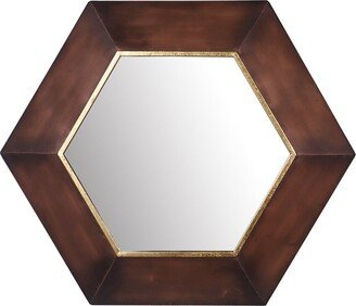 Old Bronze Hexagonal Metal Mirror