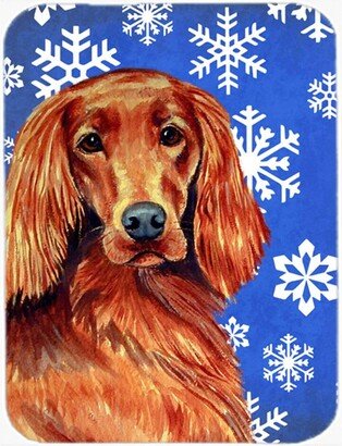 LH9299LCB 15 x 12 Inch Irish Setter Winter Snowflakes Holiday Glass Cutting Board