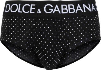 Logo-Waistband Polka-Dot Briefs