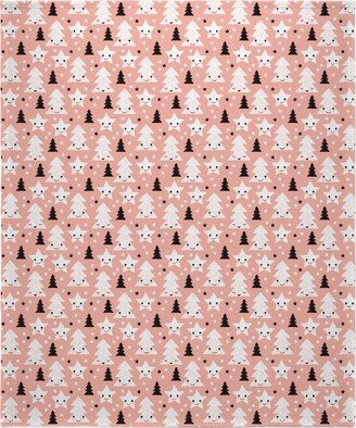 Fleece Photo Blankets: Merry Christmas Kawaii - Pink Blanket, Plush Fleece, 50X60, Pink