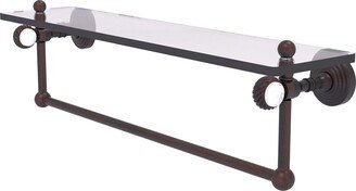 22 Inch Glass Shelf with Towel Bar and Twisted Accents