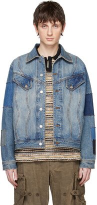 Blue Patchwork Denim Jacket