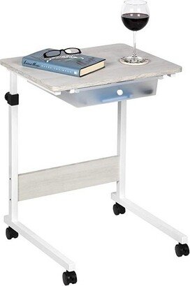 Adjustable Overbed Bedside Table with Wheels (Hospital and Home Medical Use)