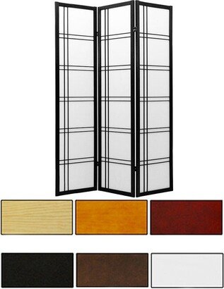 Handmade 3-Panel Wood and Rice Paper Double Cross Shoji Screen