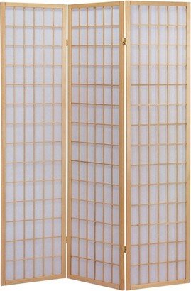 3-Panel Wooden Room Divider Japanese Shoji Screen in Natural - 18 x 3 x 71 inches