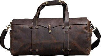 Touri Stitched Detail Genuine Leather Holdall - Dark Brown