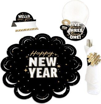 Big Dot Of Happiness Hello New Year 2024 Nye Party Paper Charger & Table Decor Chargerific Kit for 8