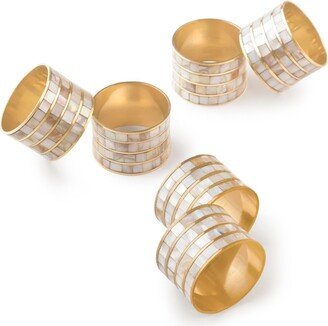 Gauri Kohli Jardin White Pearl Napkin Rings, Set of 6