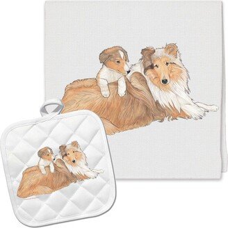 Collie Kitchen Dish Towel & Pot Holder Gift Set | Dp860