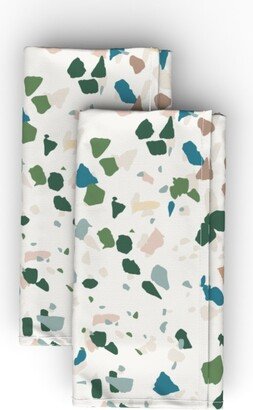 Cloth Napkins: Terrazzo - Green On Cream Cloth Napkin, Longleaf Sateen Grand, Green