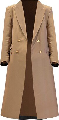 Bless by Bless Iiib Double Breasted Blazer Trench Coat Tan Women