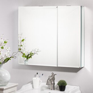 Recessed Frameless 2 Door Medicine Cabinet with 2 Adjustable Shelves