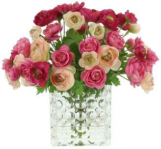 Creative Displays Pink Ranunculus Arrangement In Glass Cube Vase