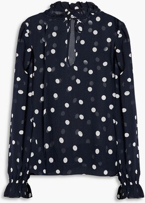 Ruffled polka-dot chiffon blouse