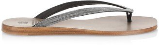 Metallic Leather Thong Sandals