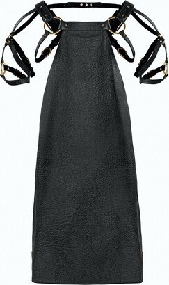 Eskandur Leather Designer Apron - Black/Silver