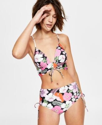 Salt + Cove Salt Cove Juniors Floral Tunnel Front Midkini Top Side Tie Bottoms Created For Macys