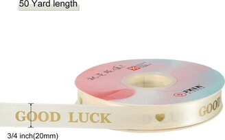 Unique Bargains 3/4 Inch 50 Yard Wide Valentine Satin Ribbon Grosgrain Printed Ribbon Gold - 3/4