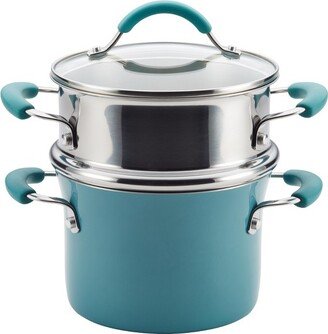 3 Quart Covered Multi-Pot Set with Steamer - Agave Blue