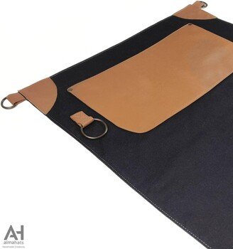 Short Denim Waist Apron With Leather Pocket. A Very Handy & Practical Apron. Great Fit, Unique Design Unisex Gift Idea