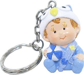 Living Luxury Set of 6 Baby Boy with Owl Hat Keychain Blue Baby Shower Favor 1.5in - 1.5