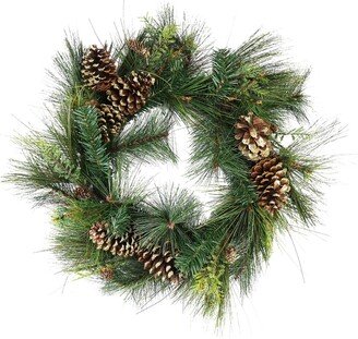 Northlight Unlit Artificial Mixed Pine with Pine Cones and Gold Tone Glitter Christmas Wreath