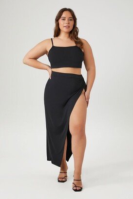 Women's Cropped Cami & Maxi Skirt Set in Black, 3X