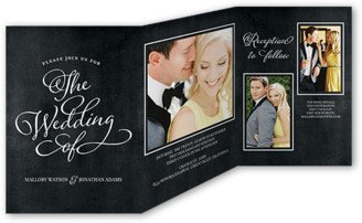 Wedding Invitations: Lovely Beginning Wedding Invitation, Black, Trifold, Pearl Shimmer Cardstock