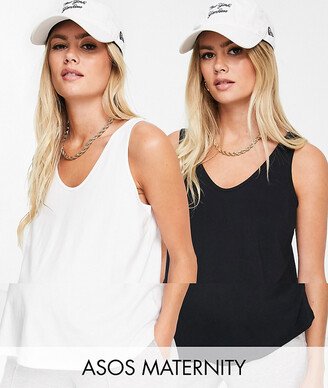 ASOS DESIGN Maternity ultimate cotton blend scoop neck tank top 2 pack SAVE - MULTI